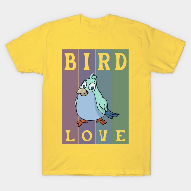 Retro cartoon bird - bird love T-Shirt by MusicianCatsClub